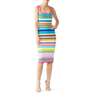 Milly Spacedye Rainbow Stripe Dress Multicolor Women's Size Small